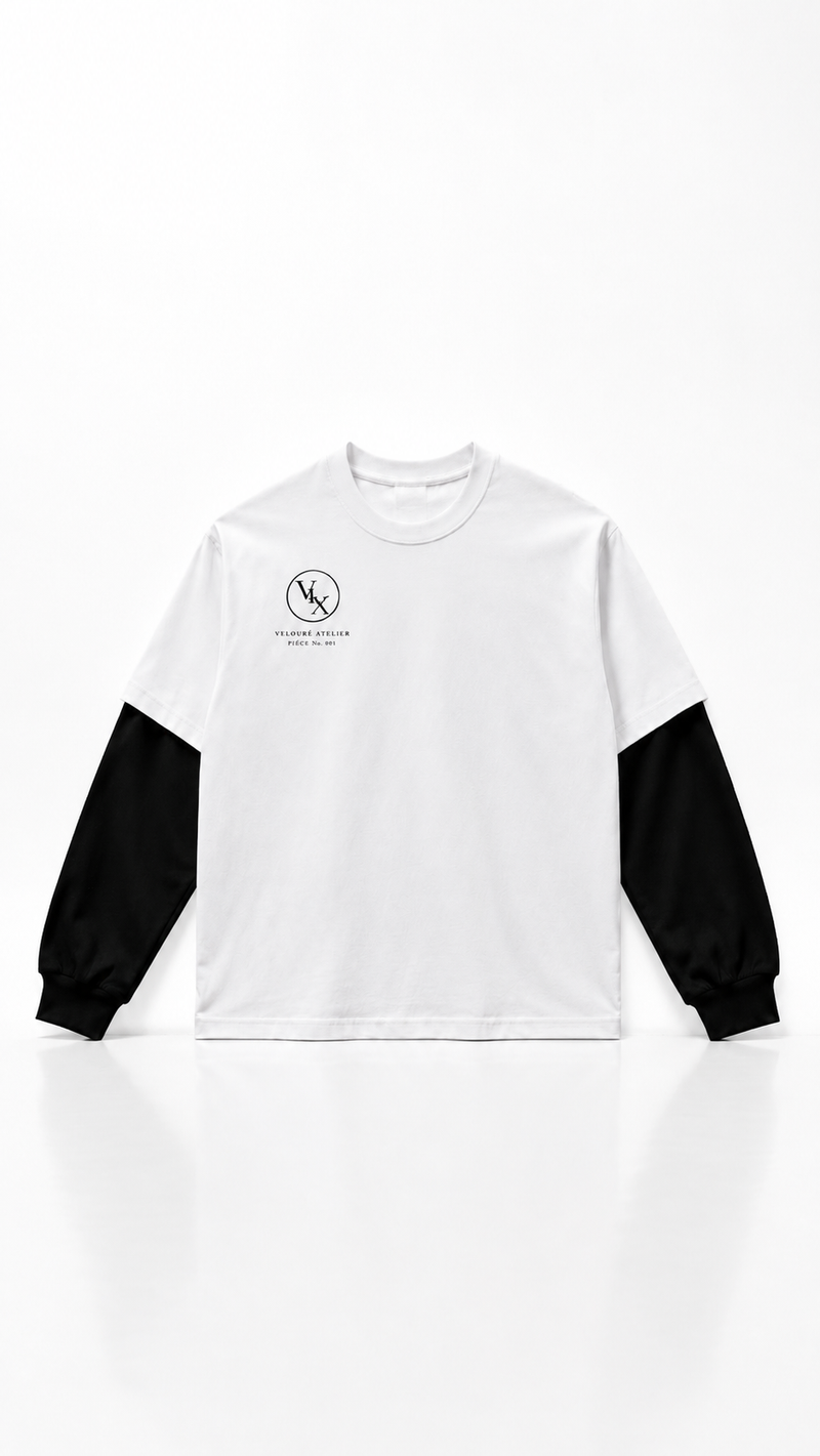 LuxLure Layered Long Sleeve— White/Black